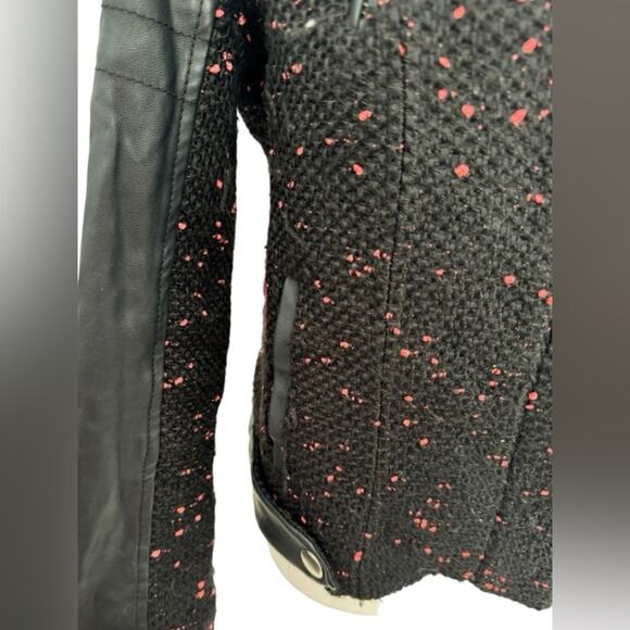 Express Faux Leather Jacket Cropped Tweed Motorcycle Edgy Urban Boho Biker Small - Picture 5 of 16
